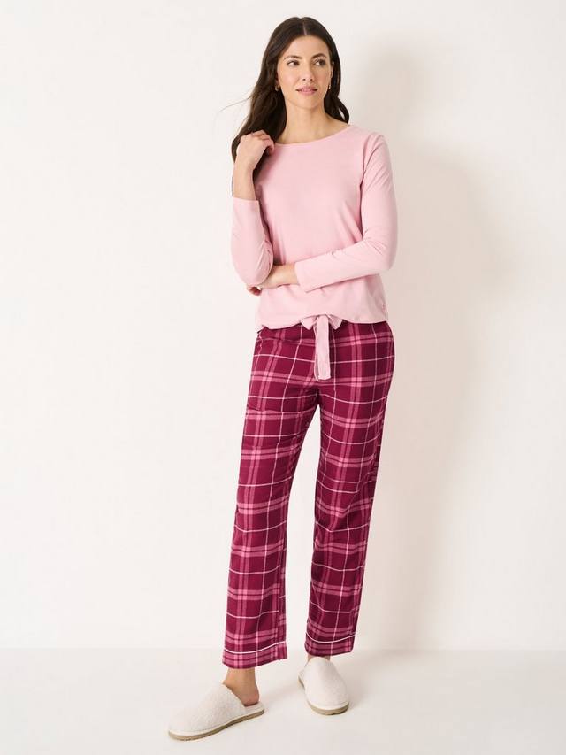 

Комплект пижамы из хлопкового джерси с клетчатым принтом Crew Clothing, Berry Red