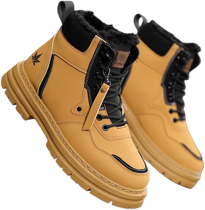 

Мужские водонепроницаемые зимние ботинки с утеплителем, теплой подкладкой для холодной погоды, нескользящие для походов и активного отдыха на улице Hhhchpm, желтый