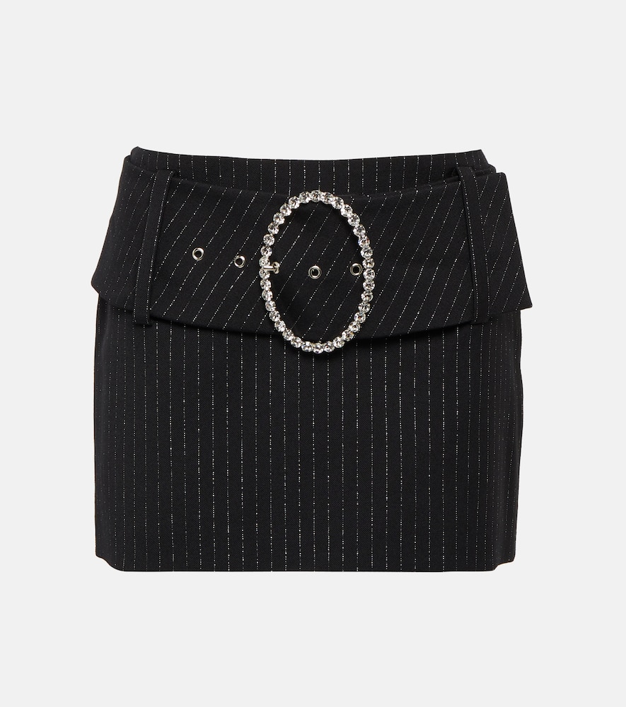 

Низкая мини-юбка из шерстяной смеси в полоску Alessandra Rich, Black-Silver