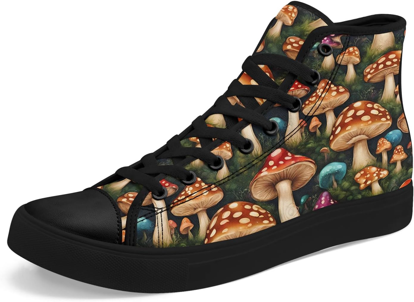 

Высокие кеды AWSOLE с принтом грибов для мужчин и женщин, легкие повседневные скейтботинки, обувь для прогулок с психоделическим лесным рисунком, черный/красный/синий/зеленый/коричневый/бежевый