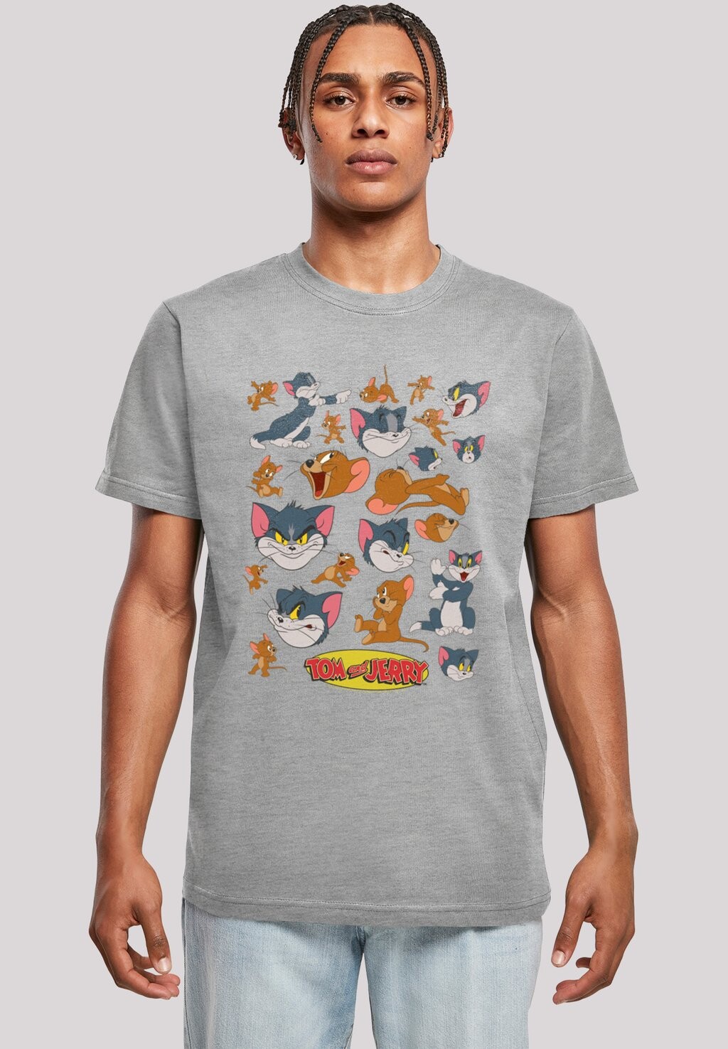 

Футболка с принтом TOM UND JERRY MANY FACES F4NT4STIC, серый