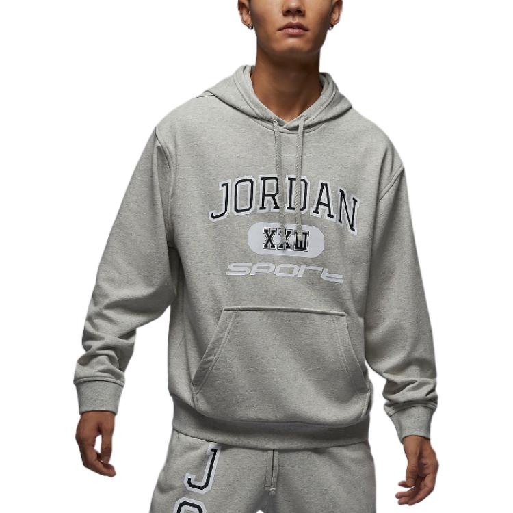 Джордан Спорт Кроссовер Мужская Толстовка с Капюшоном Dri FIT, Хизер Грей — фото 2