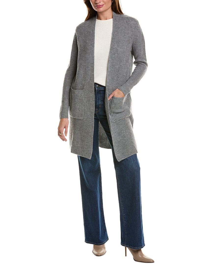 

Длинный кардиган Forte Cashmere Rib из шерсти и смеси кашемира, серый