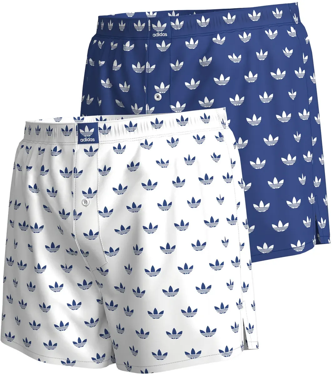 

Веб-боксеры Adidas Originals "Comfort Cotton" (2 шт. в упаковке) с принтом логотипа по всей поверхности, синий
