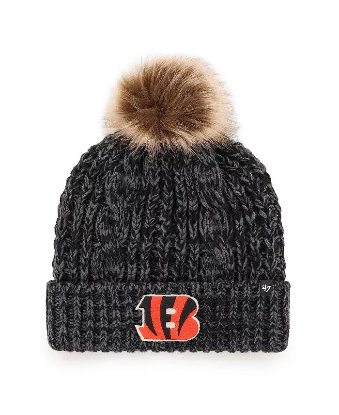 

Женская черная вязаная шапка Meeko с манжетами и помпоном с логотипом Cincinnati Bengals '47 Brand