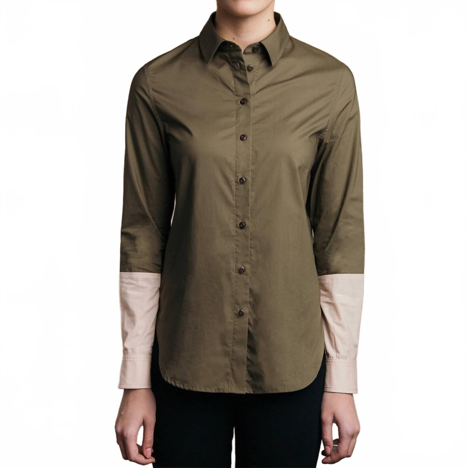 

Рубашка с эффектом окунания в матовый оливковый и приглушенный розовый Thirteen Seven