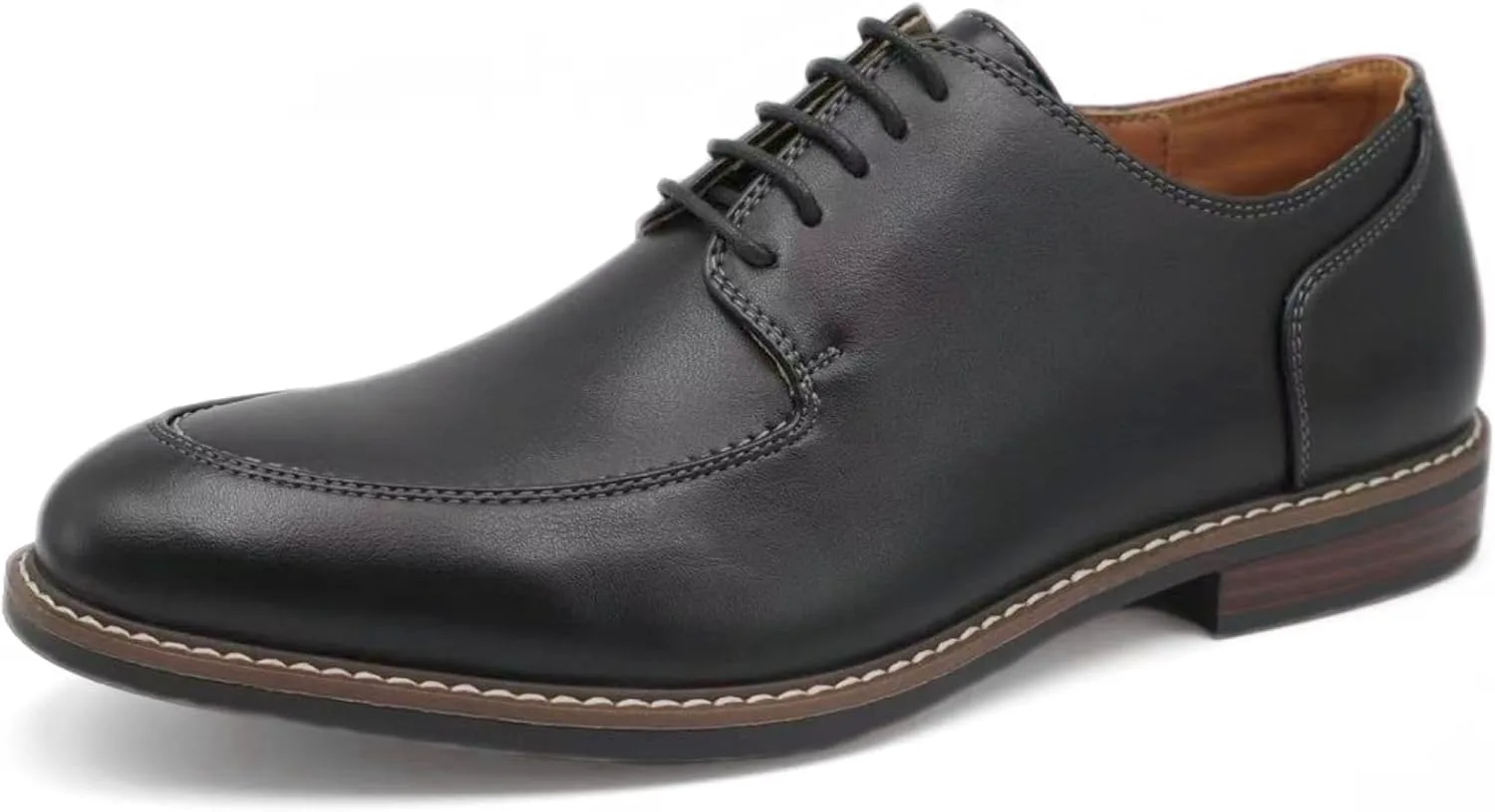 Туфли Finishing & Sewing Men's Moc Toe Lace Up Oxford Dress Shoes, черный