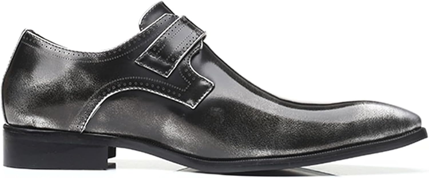 

Мужские кожаные туфли с зауженным носком, классический британский стиль, с регулируемой металлической пряжкой, без шнуровки, на каблуке-блоке Xinduoyu, серый