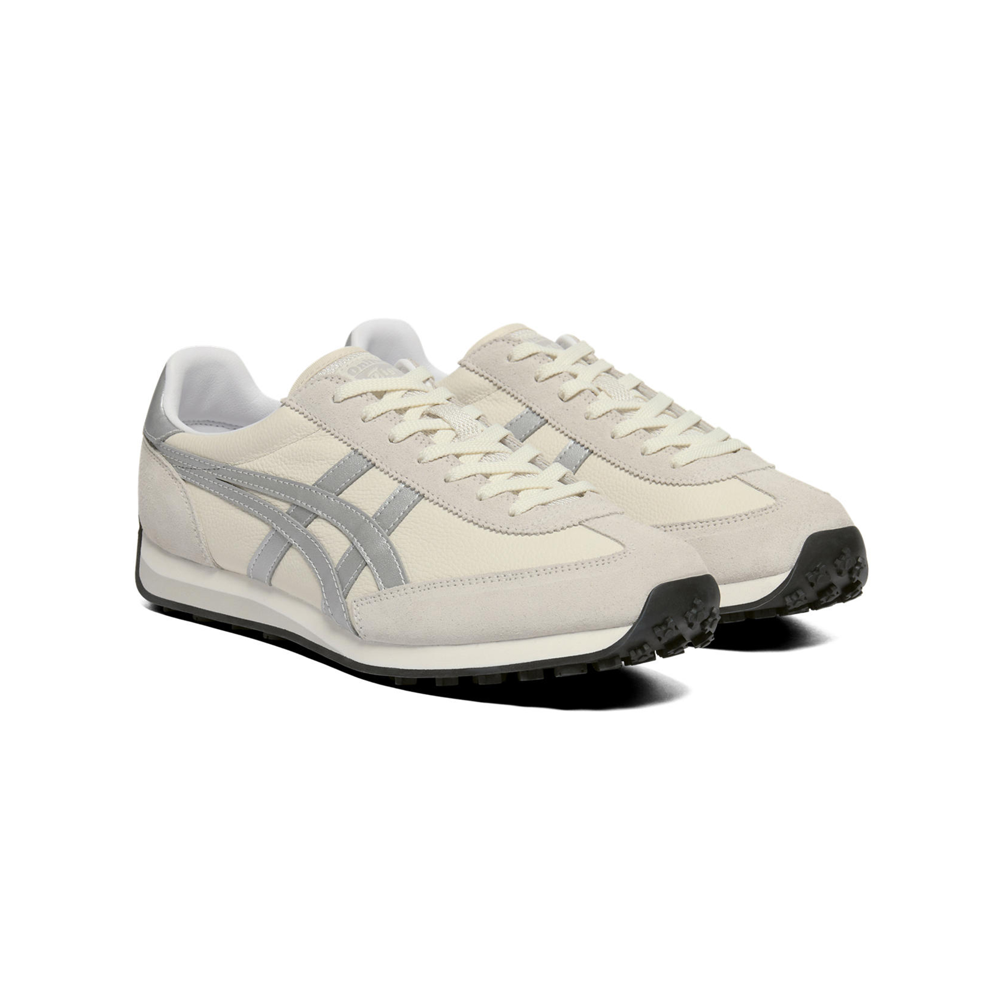 Edr 78 кожаные удобные низкие повседневные кроссовки unisex Onitsuka Tiger, бежевый/серебро — фото 4