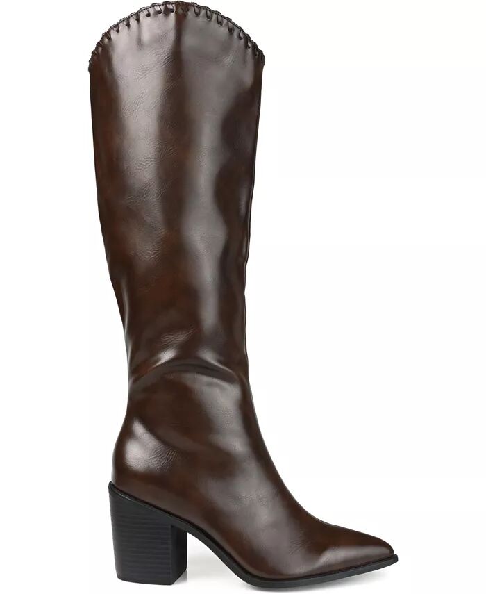 Женские ковбойские сапоги Daria Wide Calf до колена Journee Collection, коричневый — фото 2
