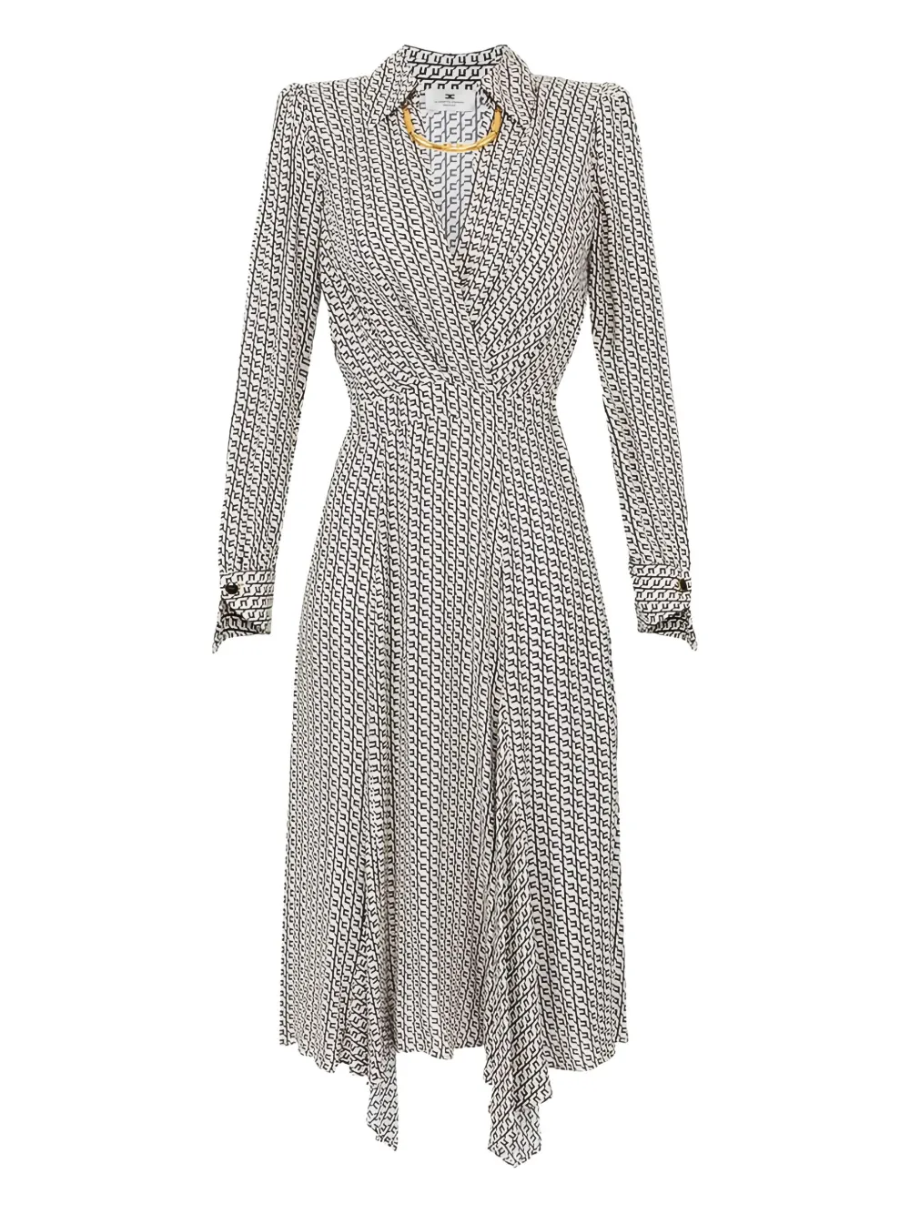 

Платье-миди рубашечного кроя с геометрическим принтом Elisabetta Franchi, белый