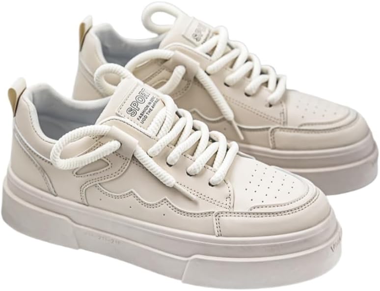 

Мужские повседневные спортивные кроссовки - удобный низкий дизайн на шнуровке, украшение в виде звезды, противоскользящая подошва из ПВХ, круглый носок, подходят для всех сезонов Clolinde, бежевый