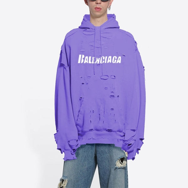 Толстовка caps destroyed hoodie 'purple' Balenciaga, фиолетовый — фото 4