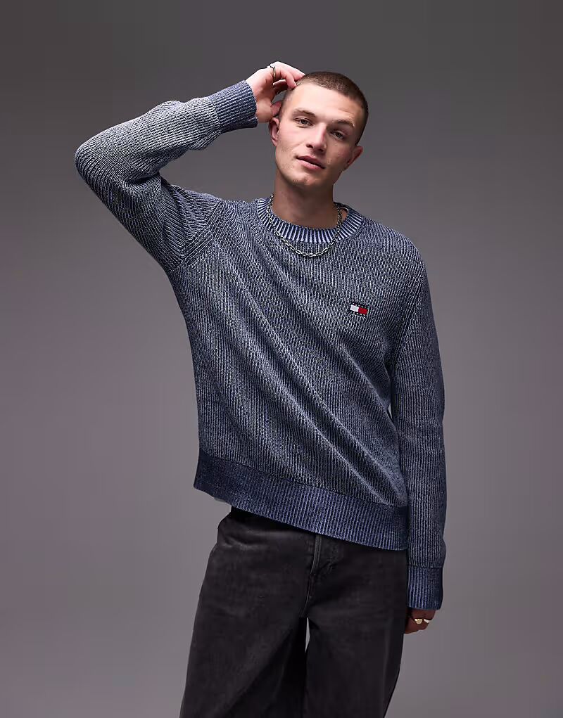 

Вязаный свитер с логотипом Tommy Jeans темно-синего цвета