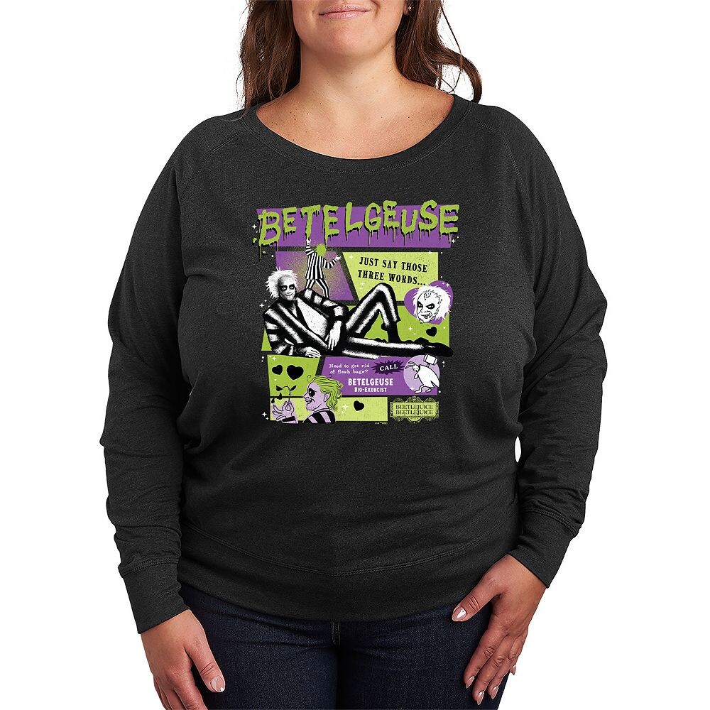 

Легкий свитшот из френч терри размера плюс Beetlejuice 2 Betelgeuse Licensed Character, цвет Heather Charcoal