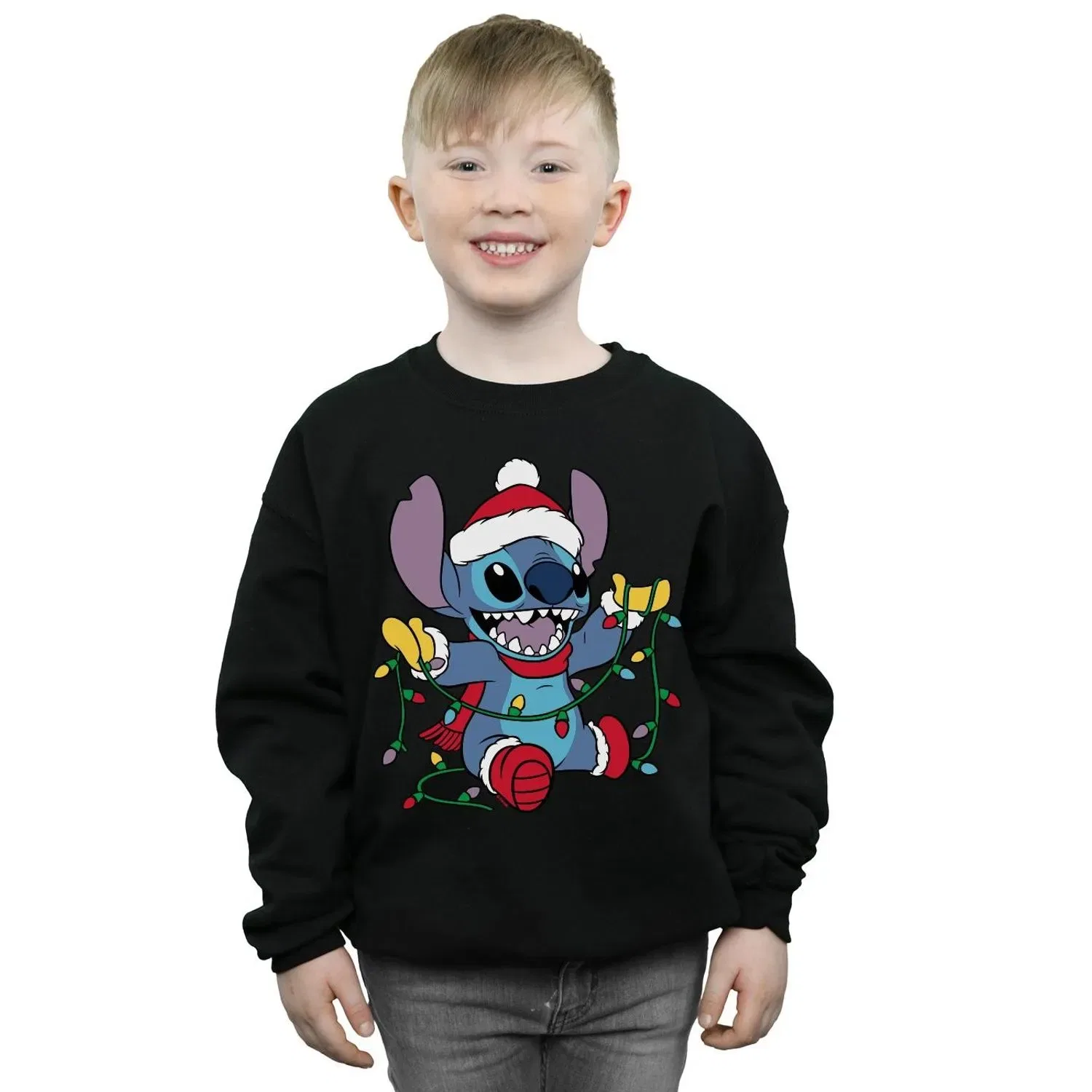 Худи Lilo And Stitch Christmas Lights, Disney, черный