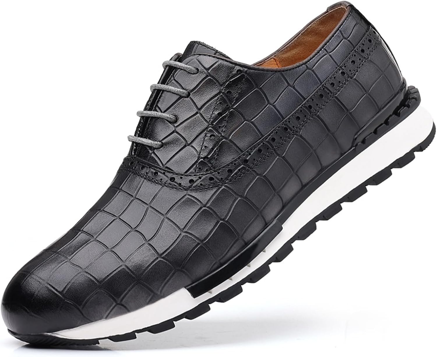 

Мужские деловые туфли из натуральной кожи, модные с шнуровкой, броги с крыльями, оксфорды с классическим гладким носком, повседневные дерби для офиса, свадьбы и работы Nxnbhsl, серый