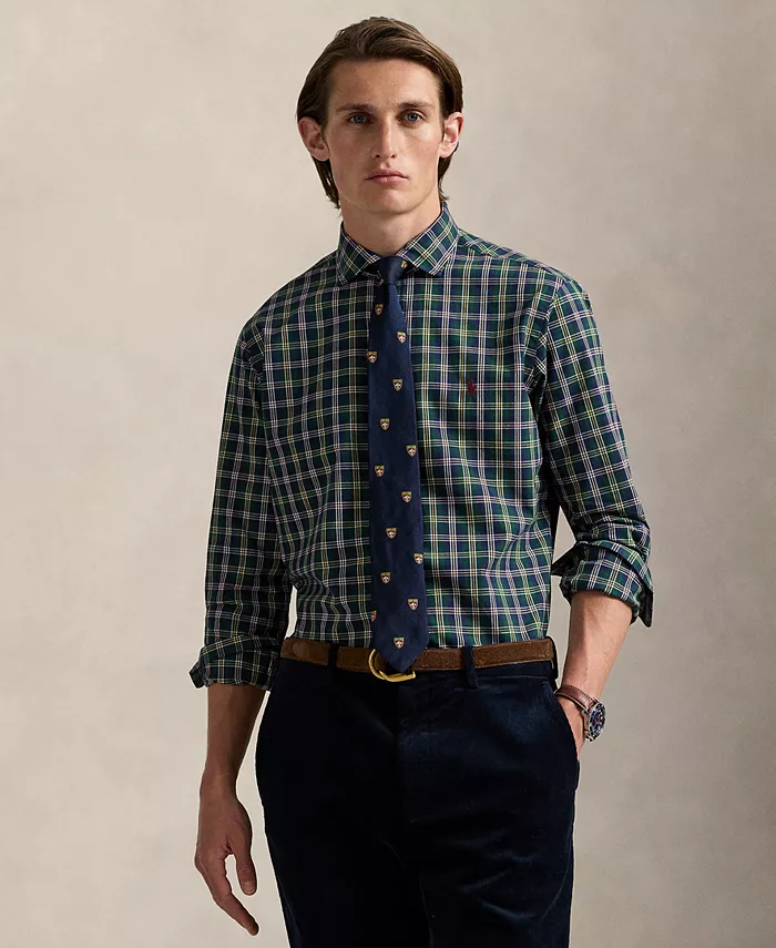 

Мужская клетчатая поплиновая рубашка классического кроя Polo Ralph Lauren, мультиколор