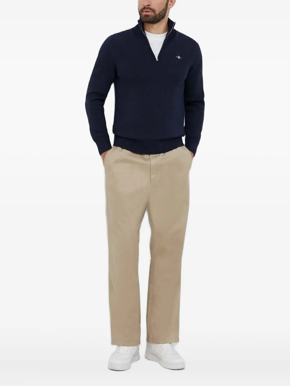 

Свитер с вышитым логотипом Gant, черный