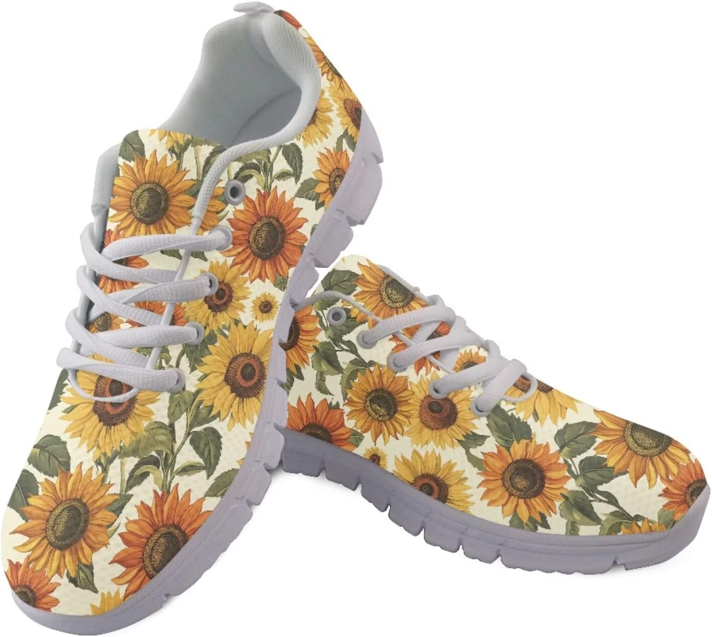 

Кроссовки для взрослых унисекс с черепом и розой, готические Y2K, легкие спортивные кроссовки для бега, тенниса, ходьбы и фитнеса Getelinseng, Retro Cottagecore Sunflower