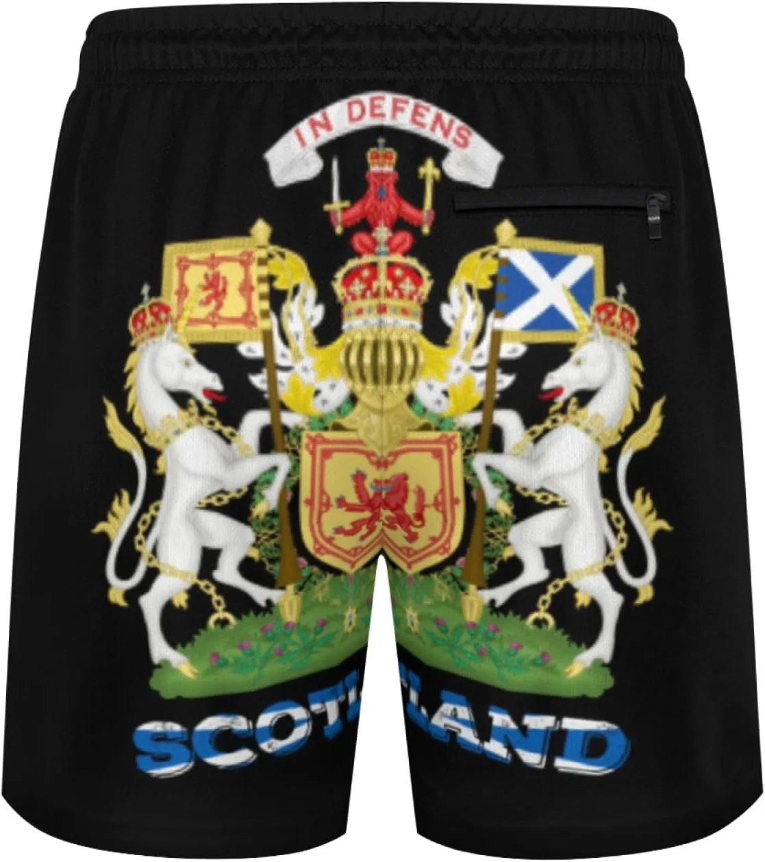 Плавки Royal Arms of Scotland с сетчатой ​​подкладкой, мужские, на завязках, быстросохнущие, с карманом Generic, черный — фото 3