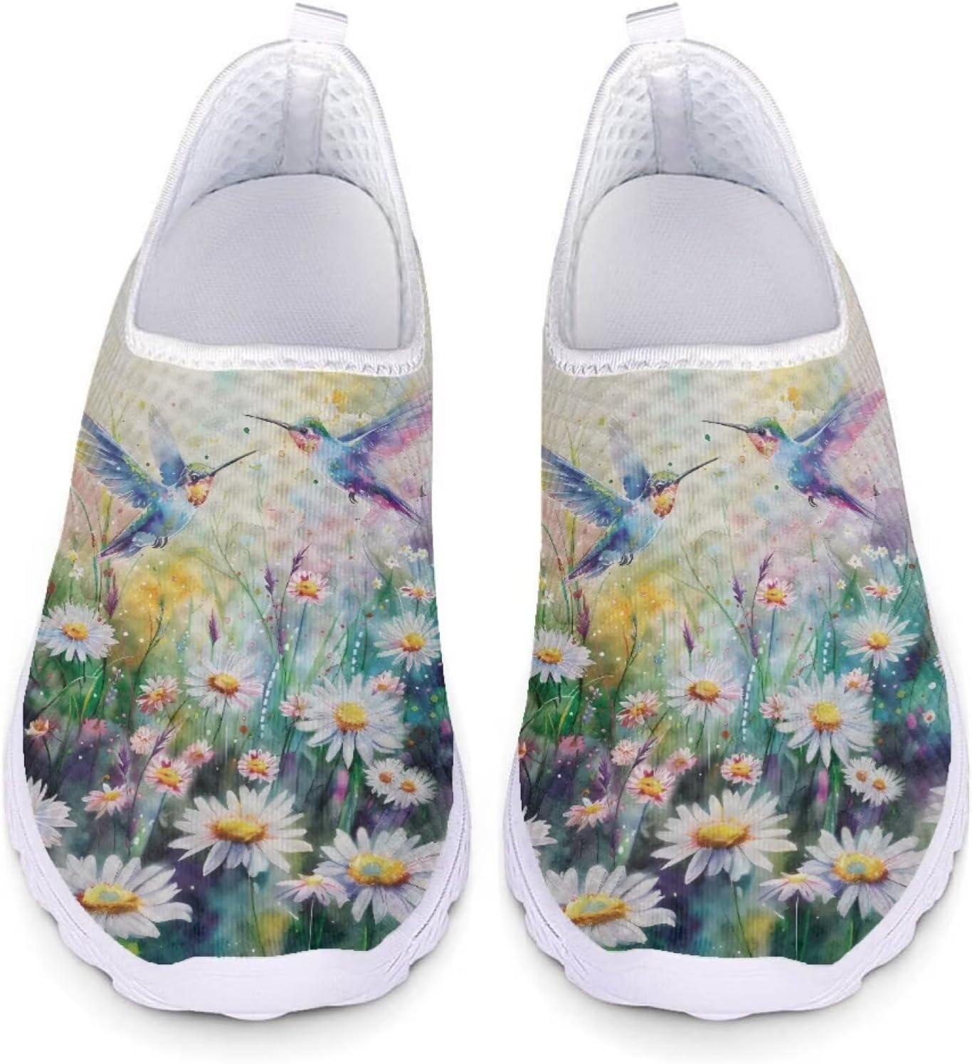 

Слипоны с принтом морской черепахи в стиле тай-дай Forchrinse для женщин и мужчин, дышащие и легкие прогулочные и медицинские туфли из сетки, Hummingbird Daisy