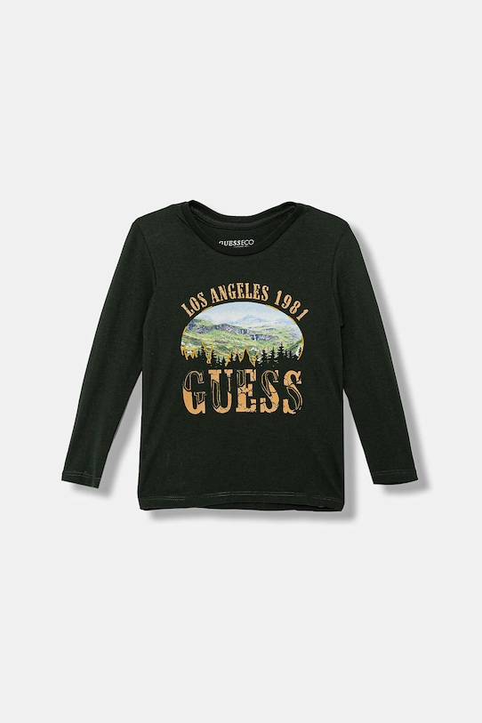 

Детская хлопковая кофта с длинным рукавом Guess, зеленый