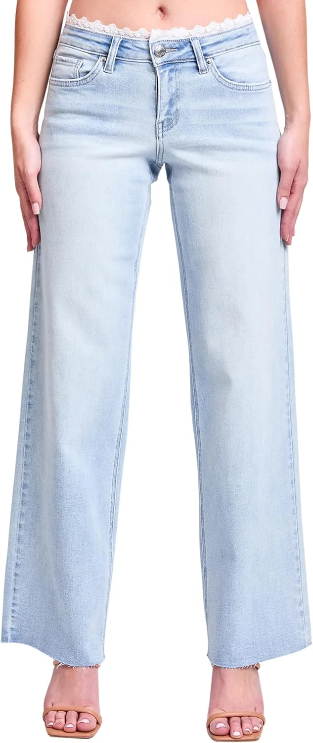 

YMI Women's Jeans Luxe Lace Trim Wide Leg, P036660