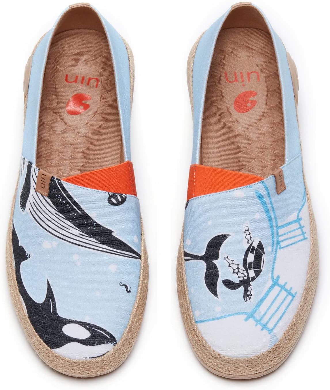 

Мужские эспадрильи UIN Slip Ons- легкие прогулочные повседневные лоферы, удобные, с ручной росписью, серия Marbella, Marbellaⅰ-tears of Whales 2