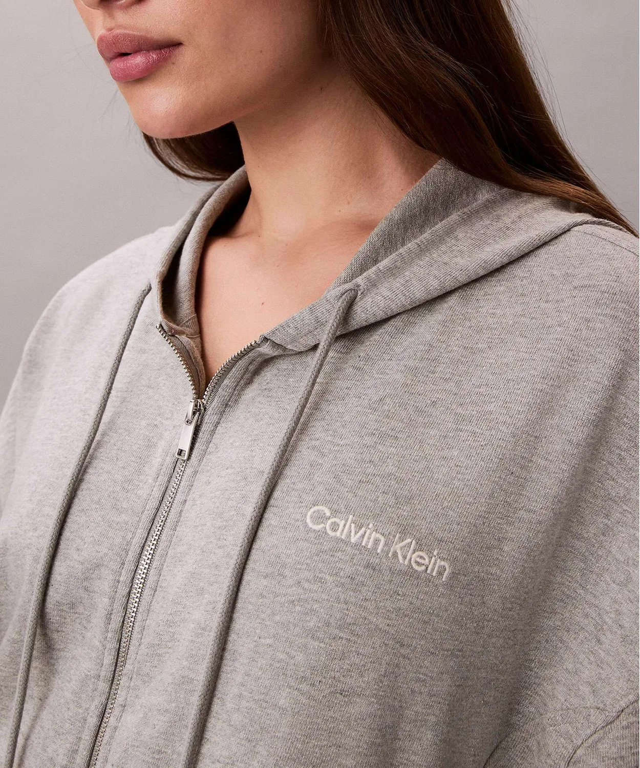 Флисовая кофта на молнии Calvin Klein, серая меланжевая — фото 2