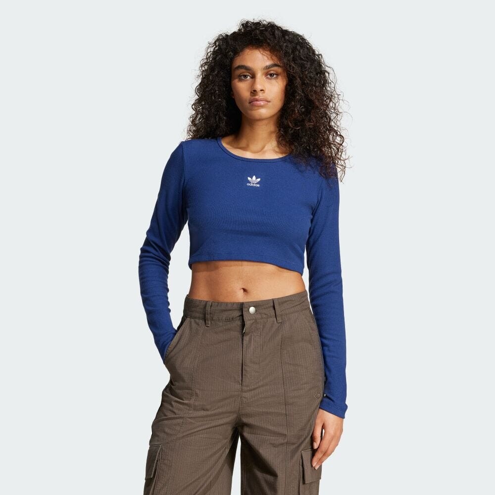 

Футболка Adidas Essentials Ribbed Crop Long Sleeve T-Shirt, цвет Dark Blue