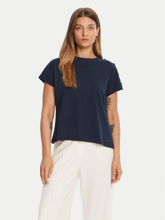 

Футболка regular fit Gold Button WW0WW47455 Tommy Hilfiger, синий