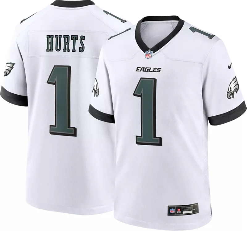 

Мужская белая игровая майка Nike Philadelphia Eagles Jalen Hurts #1