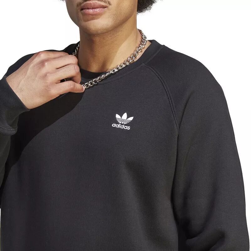 Мужской свитшот с круглым вырезом и трилистником Adidas Originals Adicolor Essentials, черный — фото 4