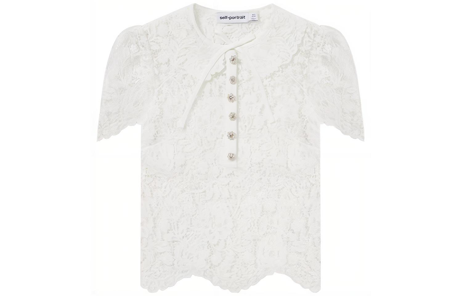 

Self-portrait Футболка с рукавом реглан женская pure white, Белый, Self-portrait Футболка с рукавом реглан женская pure white