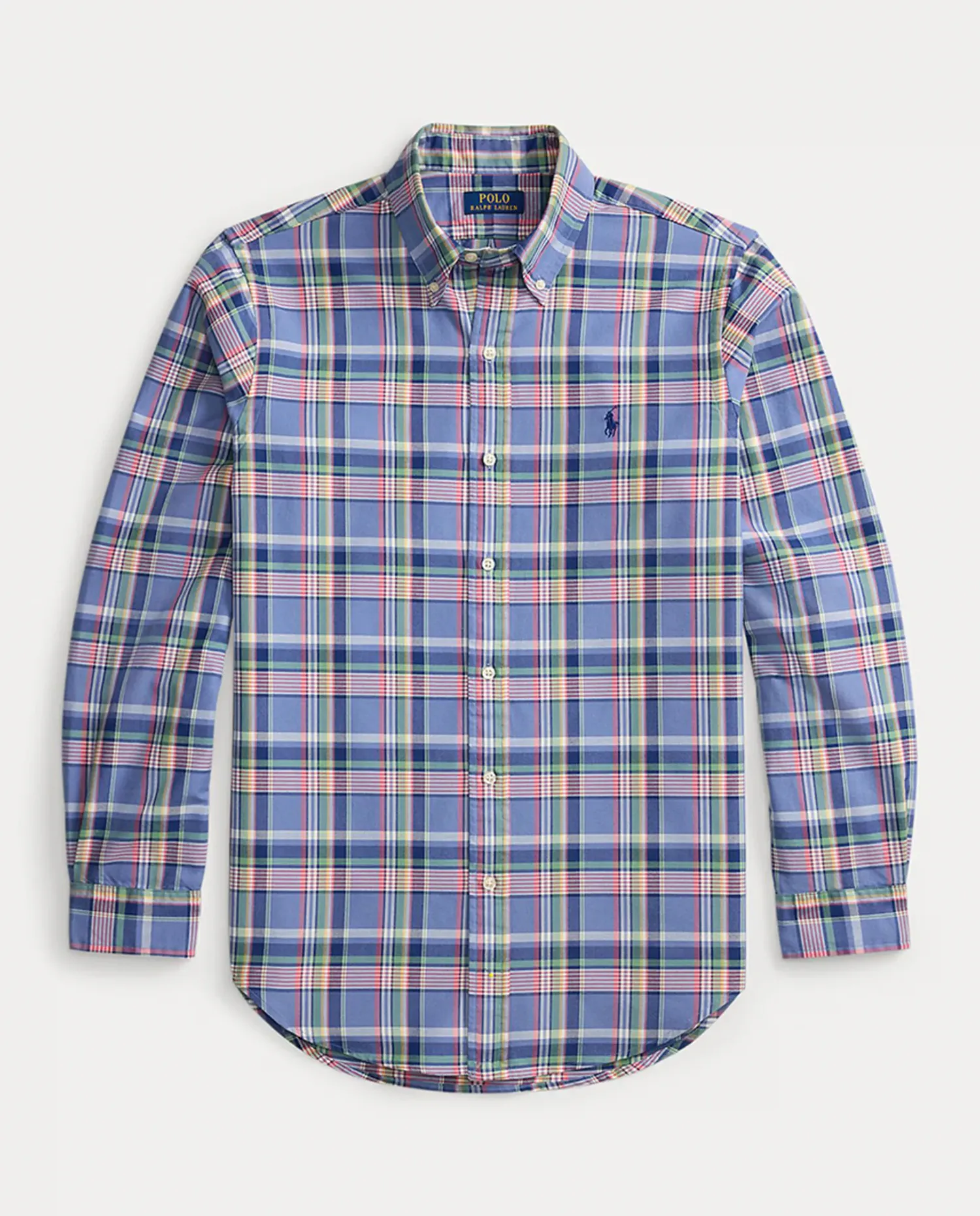 Мужская рубашка Oxford Custom Fit в клетку Polo Ralph Lauren, синий — фото 4