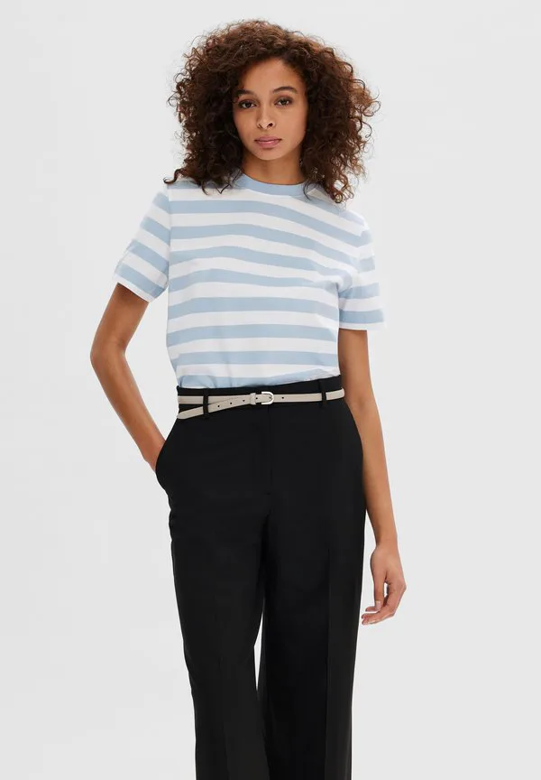 

Футболка slfessential ss в полоску, свободного кроя, с принтом noos. Selected, Blue/Bright White, Белый, Футболка slfessential ss в полоску, свободного кроя, с принтом noos. Selected, Blue/Bright White