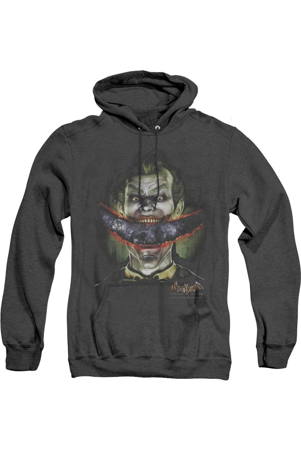 

Толстовка с капюшоном Batman Arkham Asylum Crazy Lips для взрослых Heather Gildan, черный