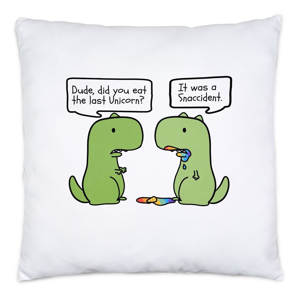 

T-Rex ест подушку единорога, включая наполнитель, забавный динозавр, единорог, забавный подарок, ирония, сарказм Hey!Print