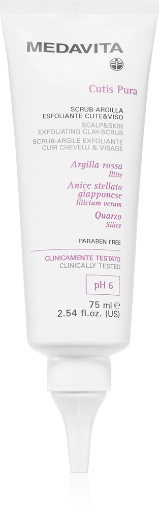 

Cutis pura отшелушивающий очищающий скраб для лица и кожи головы с глиной Medavita, 75 мл