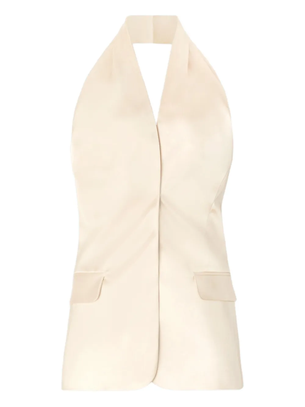 

Атласный топ с вырезом халтер Genny, нейтральный