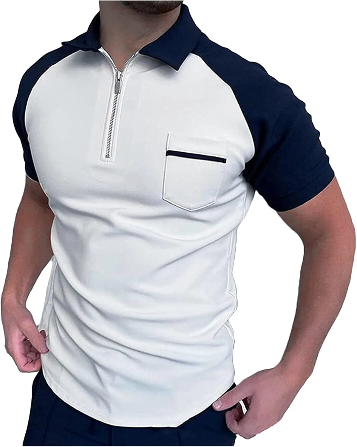 

Мужская поло с коротким рукавом и карманом Slim Fit QWENTMTNTY