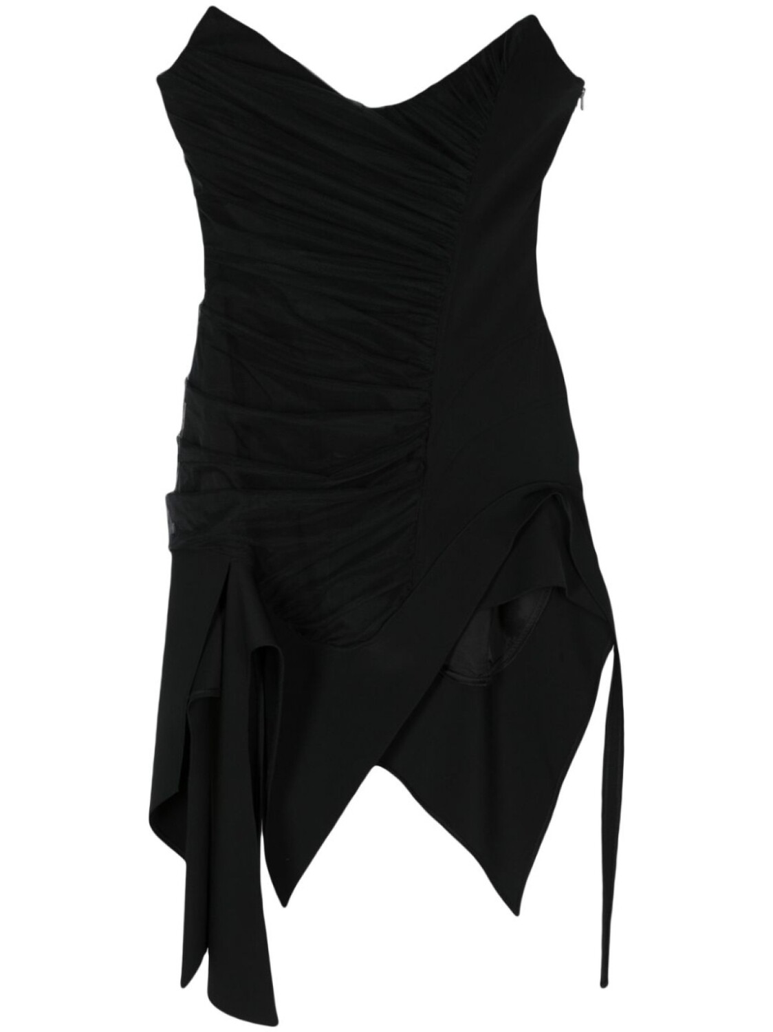 

Короткое платье асимметричного кроя со сборками Mugler, черный