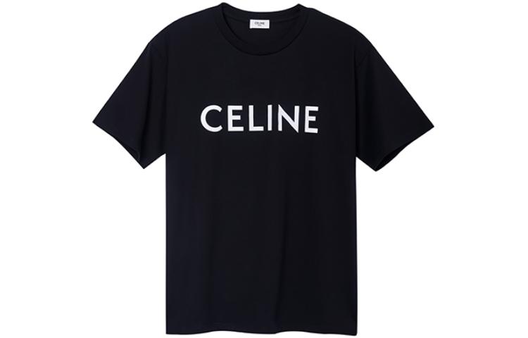 

Свободная футболка из хлопкового джерси CELINE, черный