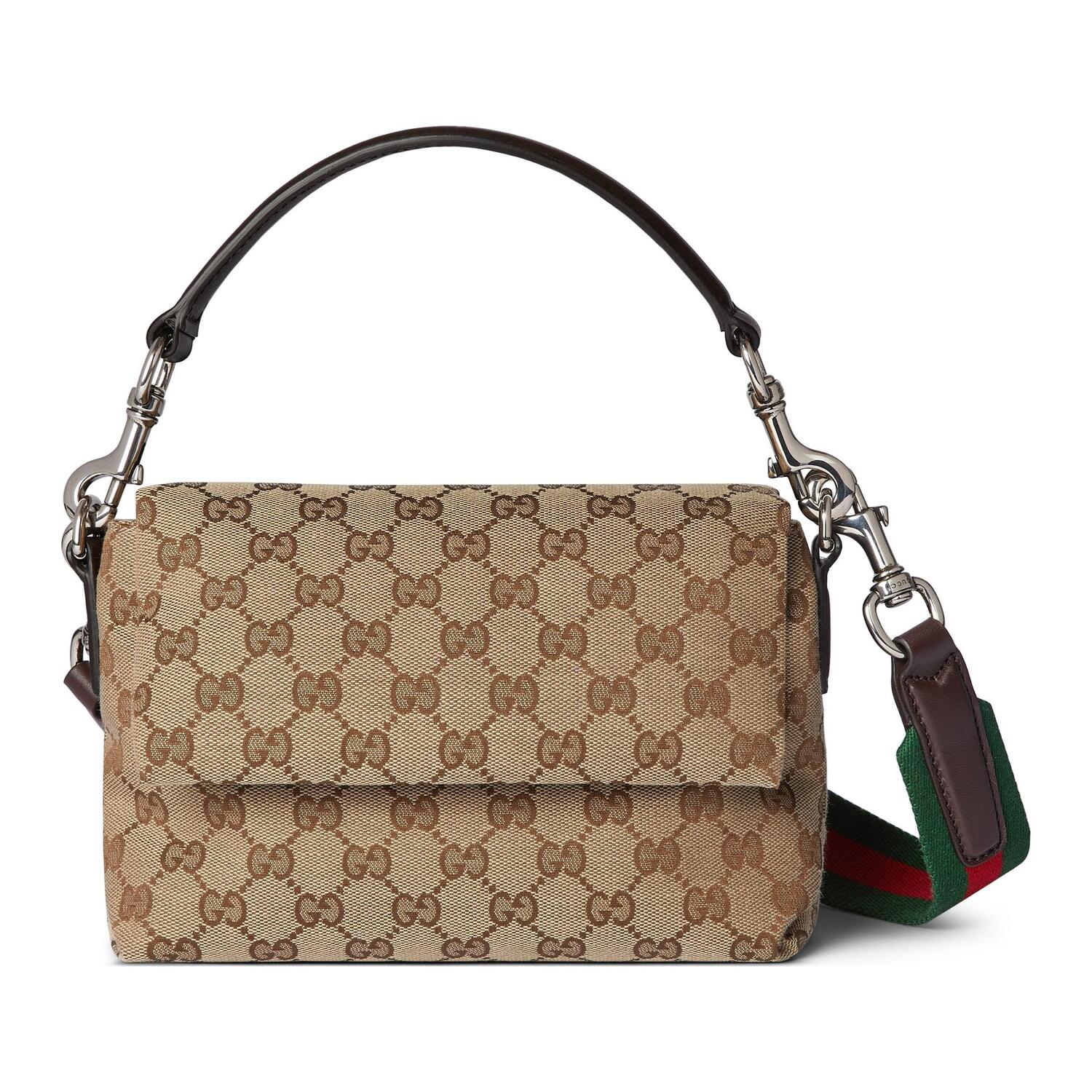 

GUCCI Сумка холщовая через плечо кроссбоди клатч мужская бежевая и темно-коричневая