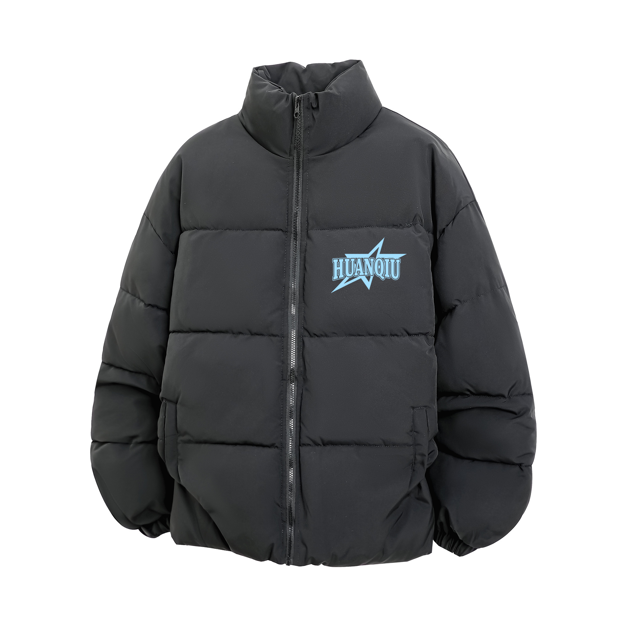 

Пуховик Unisex Stand Collar Fleece lined Padded Puffer Jacket HUANQIU, темно-серый