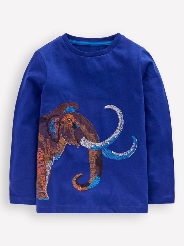 

Детская хлопковая футболка с коротким рукавом Mini Boden, Blue Mammoth