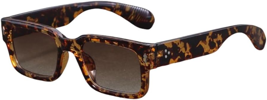 

Модные солнцезащитные очки контрастных цветов для женщин, ретро-очки с леопардовым принтом и градиентом, защита от УФ-излучения UV400 для мужчин, трендовые панк-очки с заклепками TYUVIVO, Clear Tea Leopard