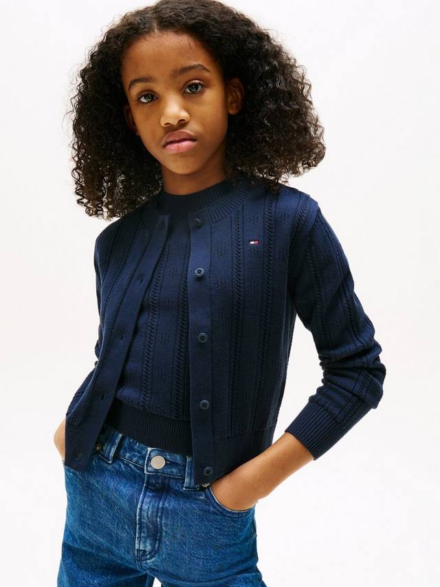 

Детский кардиган из хлопка в технике пойнтель Tommy Hilfiger, Dark Night Navy