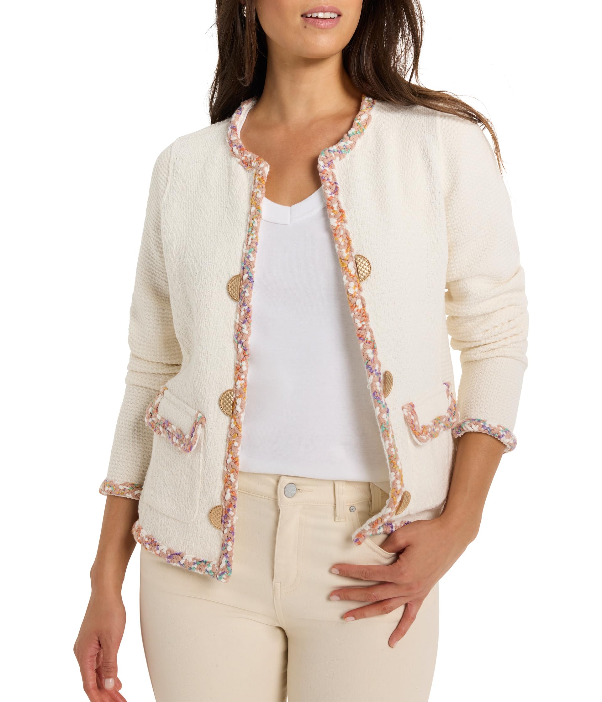

Куртка NIC+ZOE Mix Trim Knit Jacket, цвет Cream Multi